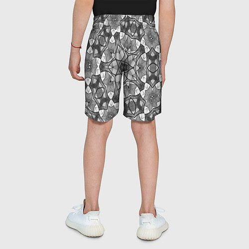 Детские шорты Черно-белый геометрический мозаичный узор / 3D-принт – фото 4