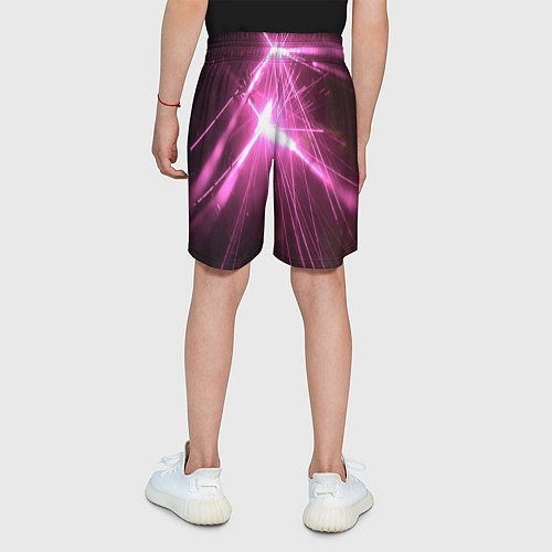 Детские шорты Неоновые лазеры во тьме - Розовый / 3D-принт – фото 4