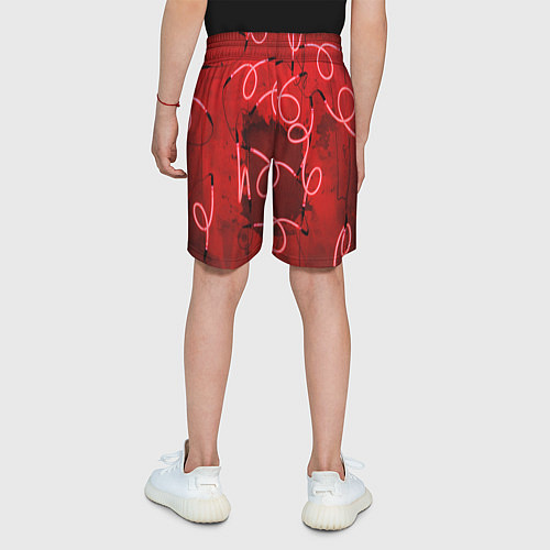 Детские шорты Неоновые закрученные фонари - Красный / 3D-принт – фото 4