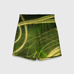 Шорты детские Неоновые волнообразные линии - Жёлтый, цвет: 3D-принт