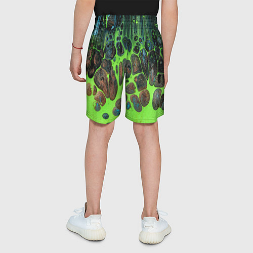 Детские шорты Неоновый песок и камни - Зелёный / 3D-принт – фото 4