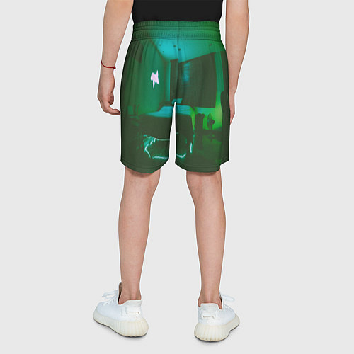 Детские шорты Неоновая спальня - Зелёный / 3D-принт – фото 4