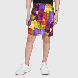 Шорты детские MULTICOLORED PANSIES, цвет: 3D-принт — фото 2