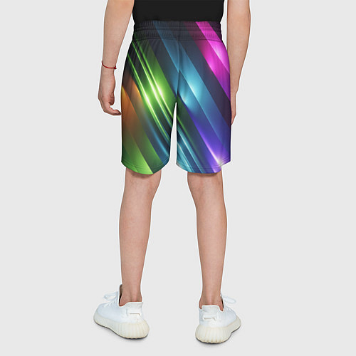 Детские шорты Неоновые линии во тьме - Синий / 3D-принт – фото 4