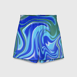 Шорты детские Тай-дай с синим, зелёным и белым цветом, цвет: 3D-принт