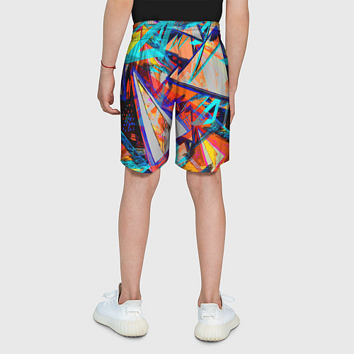Детские шорты Яркий неоновый абстрактный узор / 3D-принт – фото 4