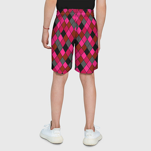 Детские шорты Розово-красный геометрический узор / 3D-принт – фото 4