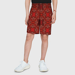 Шорты детские Красные абстрактные круглые узоры, цвет: 3D-принт — фото 2