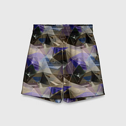 Шорты детские Полигональный абстрактный: бежевый, коричневый, си, цвет: 3D-принт