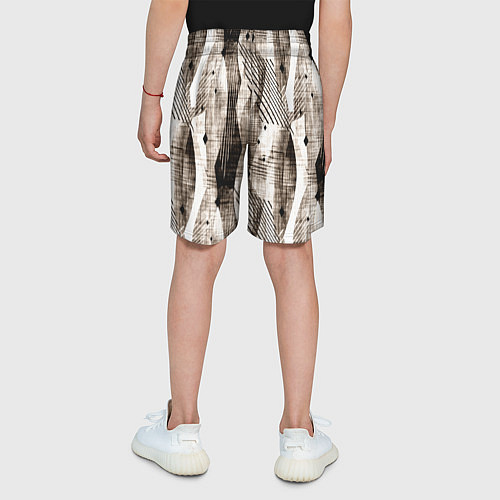 Детские шорты Абстрактный гранжевый коричнево-бежевый / 3D-принт – фото 4