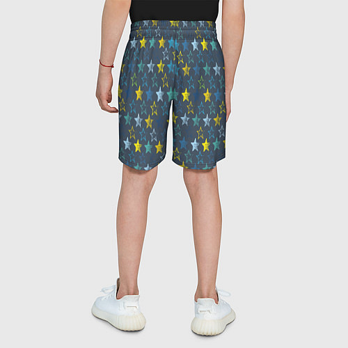 Детские шорты Парад звезд на синем фоне / 3D-принт – фото 4