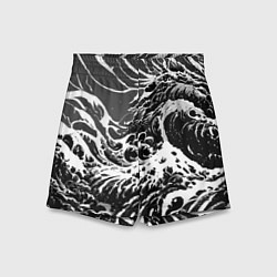 Шорты детские Черно-белые волны, цвет: 3D-принт