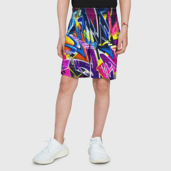 Шорты детские Крутое экспрессивное граффити, цвет: 3D-принт — фото 2