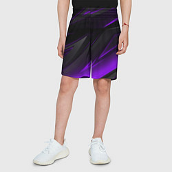 Шорты детские Черно-фиолетовая геометрическая абстракция, цвет: 3D-принт — фото 2