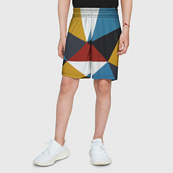 Шорты детские Абстрактный набор разноцветных геометрических фигу, цвет: 3D-принт — фото 2