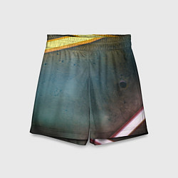 Шорты детские Абстрактная тёмная поверхность и неоновые фонари, цвет: 3D-принт