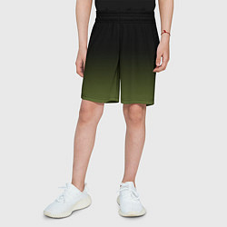 Шорты детские Черный и хвойный зеленый градиент, цвет: 3D-принт — фото 2