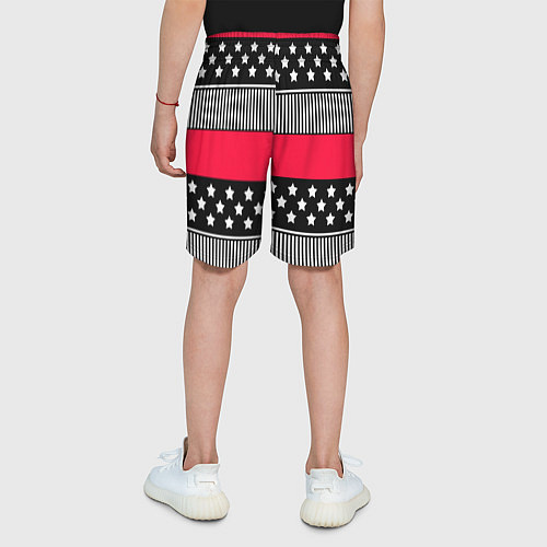 Детские шорты Red and black pattern with stripes and stars / 3D-принт – фото 4