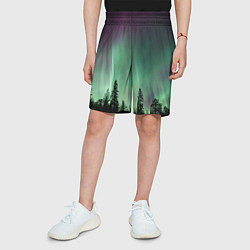 Шорты детские Сияние над лесом, цвет: 3D-принт — фото 2