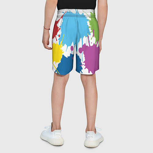 Детские шорты Цветные кляксы на белом фоне / 3D-принт – фото 4