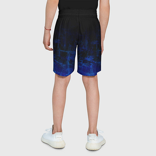 Детские шорты Однотонный черный и темно синий гранжевый градиент / 3D-принт – фото 4