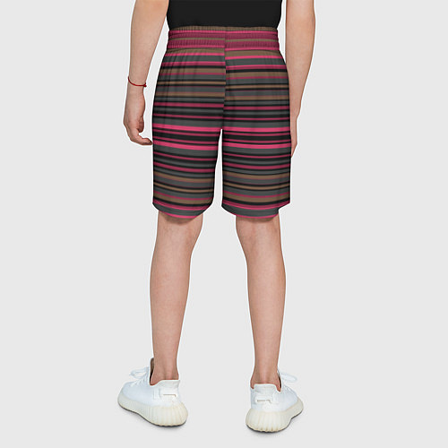 Детские шорты Полосатый малиново-коричневый узор / 3D-принт – фото 4