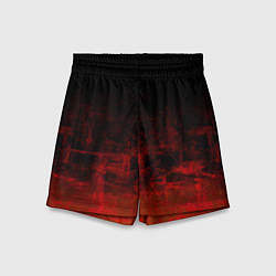 Шорты детские Черный однотонный и гранжевый красный, цвет: 3D-принт