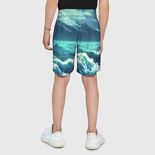 Детские шорты Цунами в стиле аниме - рисунок / 3D-принт – фото 4