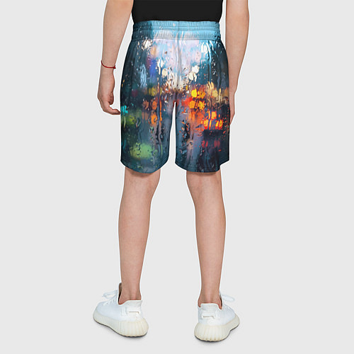 Детские шорты Город через дождевое стекло / 3D-принт – фото 4