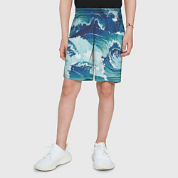 Шорты детские Несущиеся морские волны, цвет: 3D-принт — фото 2
