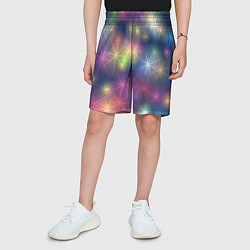 Шорты детские Разноцветные неоновые блики, цвет: 3D-принт — фото 2