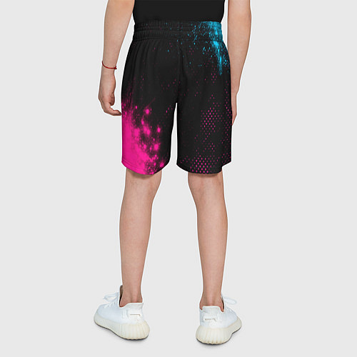 Детские шорты PSG - neon gradient: надпись, символ / 3D-принт – фото 4