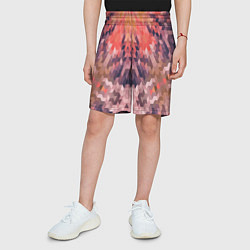 Шорты детские Оранжево-коричневый абстрактный геометрический узо, цвет: 3D-принт — фото 2