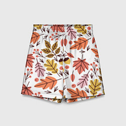 Шорты детские Осенний паттерн - листья, цвет: 3D-принт