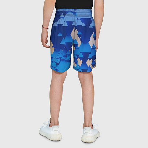 Детские шорты Абстрактные синие тетраэдры / 3D-принт – фото 4
