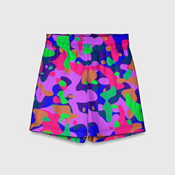 Шорты детские Абстракция в неоновых цветах, цвет: 3D-принт