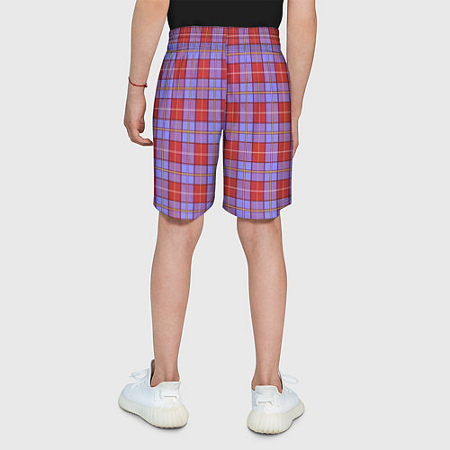 Детские шорты Ткань Шотландка красно-синяя / 3D-принт – фото 4
