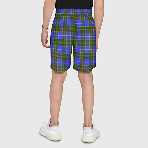 Детские шорты Ткань Шотландка сине-зелёная / 3D-принт – фото 4