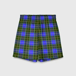Детские шорты Ткань Шотландка сине-зелёная