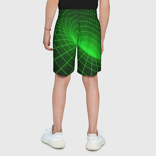 Детские шорты Зелёная неоновая чёрная дыра / 3D-принт – фото 4