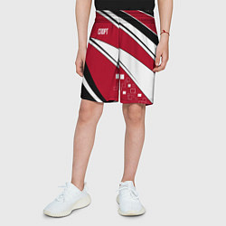 Шорты детские Красно черная абстракция на белом спорт, цвет: 3D-принт — фото 2