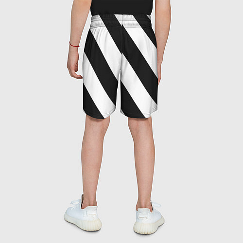 Детские шорты Черно-белые полосы / 3D-принт – фото 4