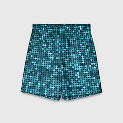 Шорты детские Блеск пайеток изумрудных бирюзовых, цвет: 3D-принт