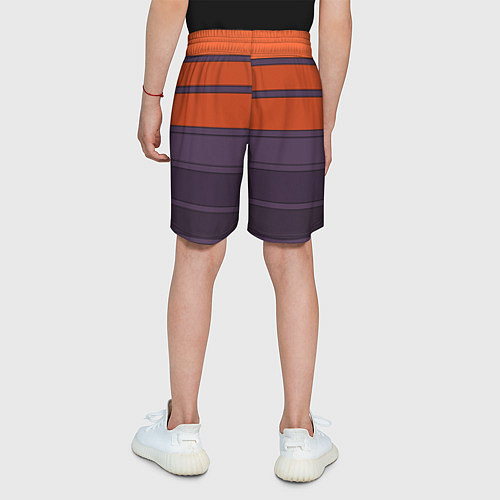 Детские шорты Полосатый фиолетово-оранжевый узор / 3D-принт – фото 4