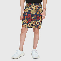 Шорты детские Эффект цветочной вышивки, цвет: 3D-принт — фото 2