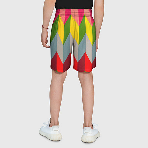 Детские шорты Разноцветный ромбический абстрактный паттерн / 3D-принт – фото 4