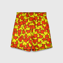 Шорты детские Красно-желтые сердца, цвет: 3D-принт