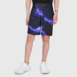 Шорты детские Красивая синяя неоновая лава, цвет: 3D-принт — фото 2