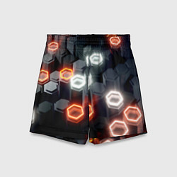 Шорты детские Плитки со свечением броня, цвет: 3D-принт