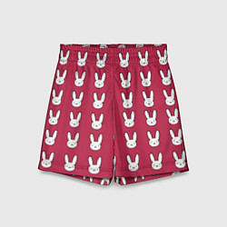 Шорты детские Bunny Pattern red, цвет: 3D-принт